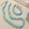 Stainless Steel Plated 18K Gold Ceramic Bead Necklace Bracelet For Women Fashion Style Electroplating