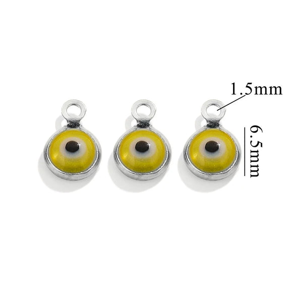Stainless Steel Plated 18K Gold Doublesided Oil Drop Demon Eye Pendant Diy Connection Accessories Round Shape Electroplating Process