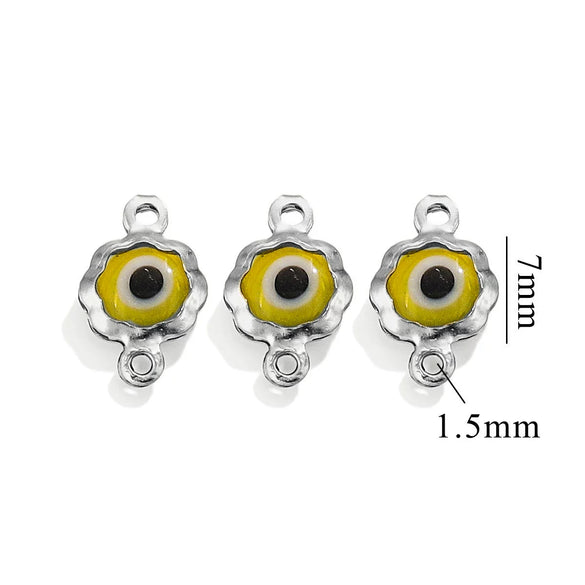Stainless Steel Plated 18K Gold Doublesided Oil Drop Demon Eye Pendant Diy Connection Accessories Round Shape Electroplating Process