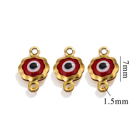 Stainless Steel Plated 18K Gold Doublesided Oil Drop Demon Eye Pendant Diy Connection Accessories Round Shape Electroplating Process