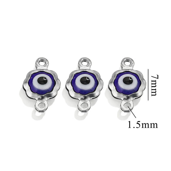 Stainless Steel Plated 18K Gold Doublesided Oil Drop Demon Eye Pendant Diy Connection Accessories Round Shape Electroplating Process