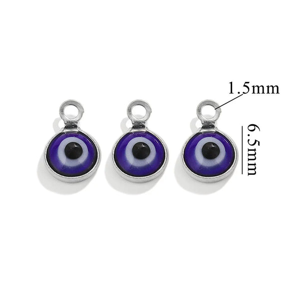 Stainless Steel Plated 18K Gold Doublesided Oil Drop Demon Eye Pendant Diy Connection Accessories Round Shape Electroplating Process