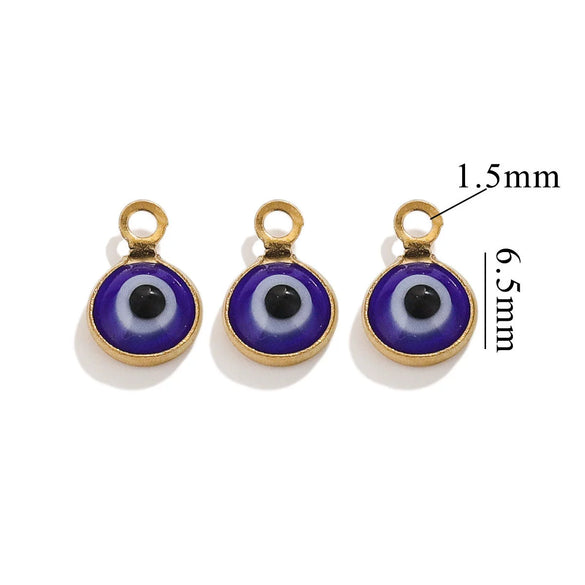 Stainless Steel Plated 18K Gold Doublesided Oil Drop Demon Eye Pendant Diy Connection Accessories Round Shape Electroplating Process