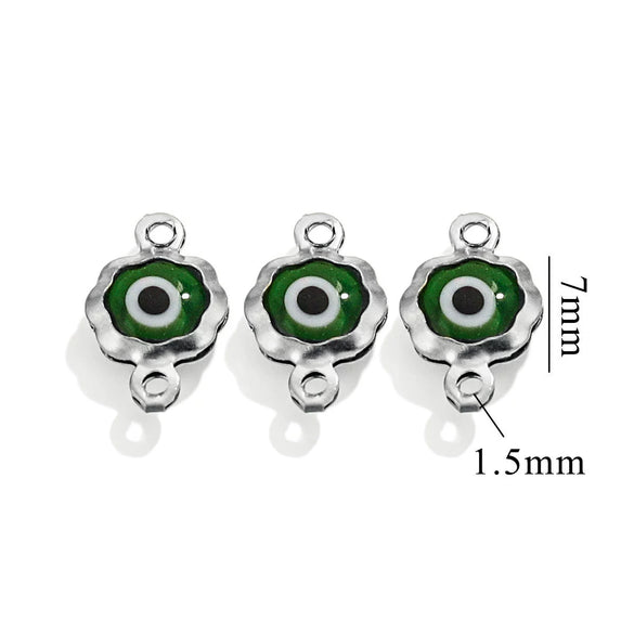 Stainless Steel Plated 18K Gold Doublesided Oil Drop Demon Eye Pendant Diy Connection Accessories Round Shape Electroplating Process