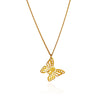 Stainless Steel Plated 18K Gold Hollowout Butterfly Bow Pendant Necklace For Women