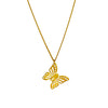 Stainless Steel Plated 18K Gold Hollowout Butterfly Bow Pendant Necklace For Women