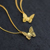 Stainless Steel Plated 18K Gold Hollowout Butterfly Bow Pendant Necklace For Women