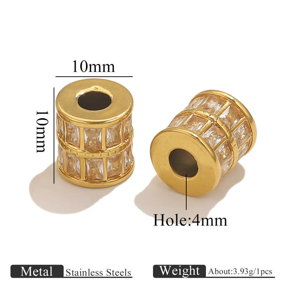 Stainless Steel Plated Rectangular And Round Beads Handmade Diy Bracelet Beads With Totem Pattern And Electroplating Process