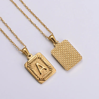 Simple Style Letter Titanium Steel Plating Pendant Necklace