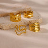 Stainless Steel Pleated Geometric Open Ring For Women Electroplated