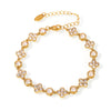 Stainless Steel Plum Blossom Round Hand Assembled Zircon Bracelet Plated With 18K Real Gold For Women