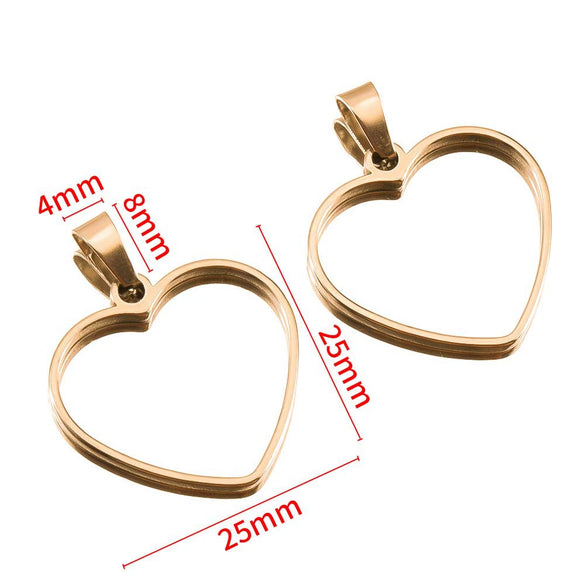 Stainless Steel Polished Geometric Heart Hollow Border Gem Base Pendant Frame Electroplated Diy Handmade Jewelry Accessories