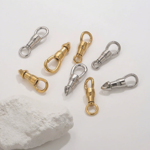 Stainless Steel Polished Jewelry Accessories Eagle Mouth Buckle Lanyard Pendant Buckle Universal Rotating Spring Buckle Round Key Chain Modern Simplicity