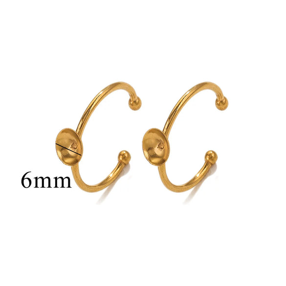 Stainless Steel Polished Round Ring Holder With 18K Gold Vacuum Electroplating And Diy Pearl Inlay