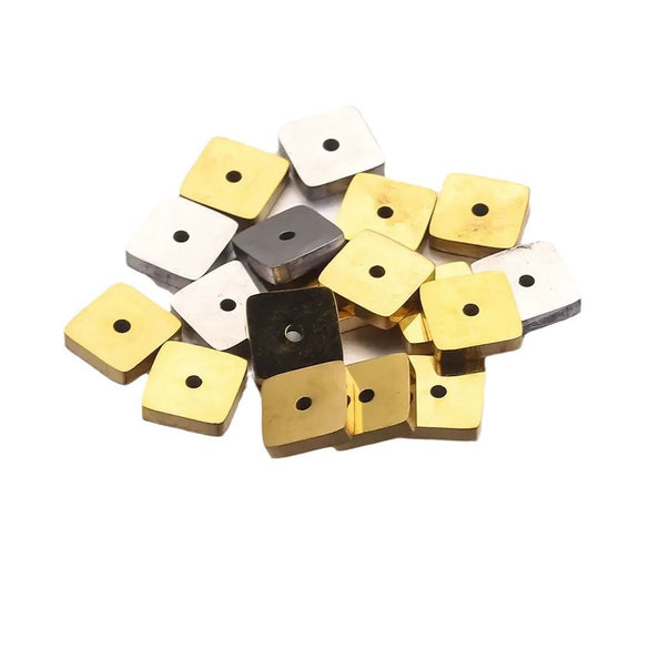 Stainless Steel Polished Square Beads Electroplated Diy Handmade Jewelry Accessories For Bracelet And Necklace