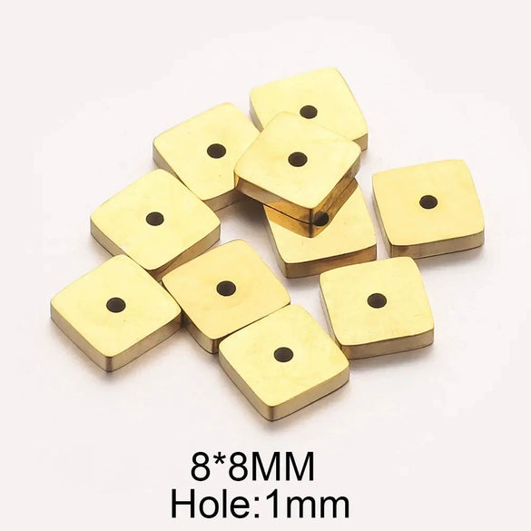 Stainless Steel Polished Square Beads Electroplated Diy Handmade Jewelry Accessories For Bracelet And Necklace