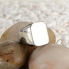 Stainless Steel Polished Square Signet Ring With Glossy Finish Fashion Business Ring For Men And Unisex Wear