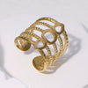 Stainless Steel Punk Geometric Open Ring Electroplated