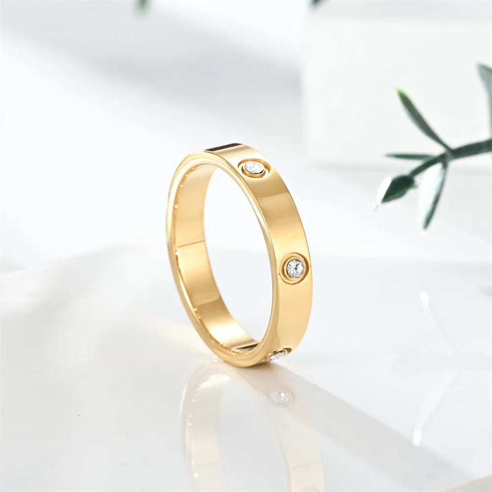 Stainless Steel Punk Geometric Solid Color Rings