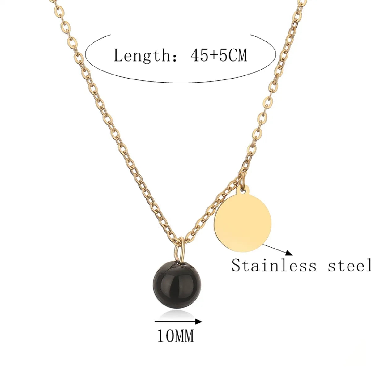 Stainless Steel Punk Simple Style Round Pendant Necklace