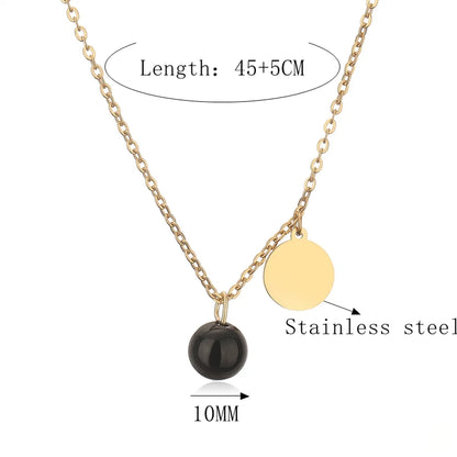 Stainless Steel Punk Simple Style Round Pendant Necklace