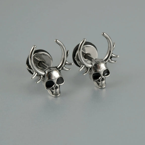 Stainless Steel Punk Skull Dripping Oil Earrings
