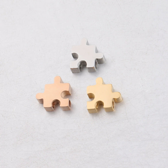 Stainless Steel Puzzle Small Hole Bead Mirror Polished Pendant Diy Jewelry Accessories