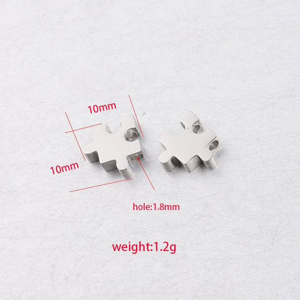 Stainless Steel Puzzle Small Hole Bead Mirror Polished Pendant Diy Jewelry Accessories