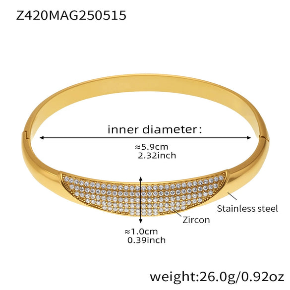 316L Stainless Steel Pvd Plated 18K Real Gold Mystery Starry Sky 5A Zircon Fashionable Geometric Bracelet