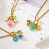 Stainless Steel Rainbow Zircon Love Pendant Necklace With Electroplating