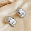 Stainless Steel Rectangular Heart Spiral Pattern Electroplating Design Earrings