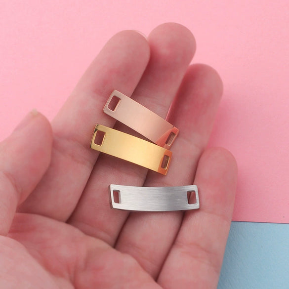Stainless Steel Rectangular Jewelry Accessories Bend Double Hole Bracelet Connector Pendant With Electroplating