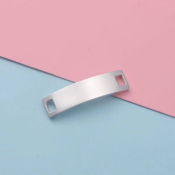 Stainless Steel Rectangular Jewelry Accessories Bend Double Hole Bracelet Connector Pendant With Electroplating