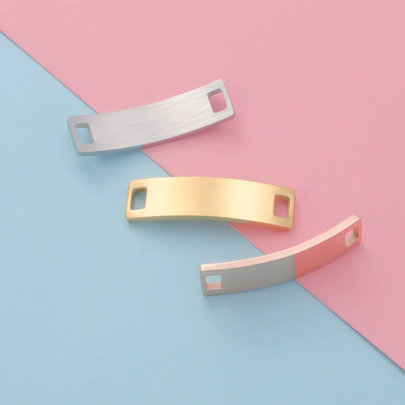 Stainless Steel Rectangular Jewelry Accessories Bend Double Hole Bracelet Connector Pendant With Electroplating