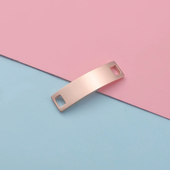 Stainless Steel Rectangular Jewelry Accessories Bend Double Hole Bracelet Connector Pendant With Electroplating