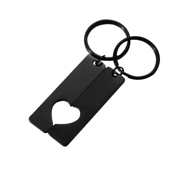 Stainless Steel Rectangular Love Tag Keychain Pendant For Couple