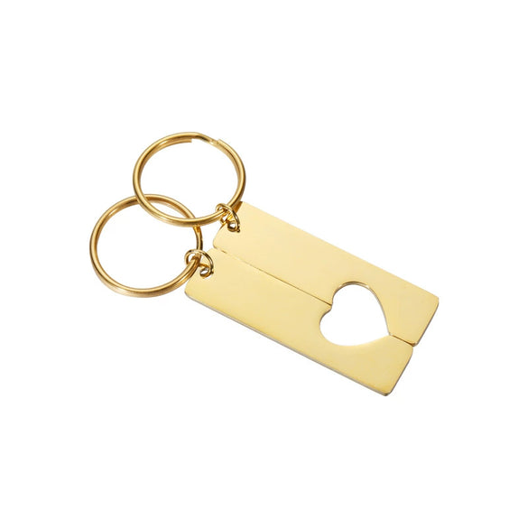 Stainless Steel Rectangular Love Tag Keychain Pendant For Couple