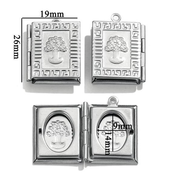 Stainless Steel Rectangular Photo Box Pendant Vintage Envelope Pendant Electroplated Jewelry Accessories