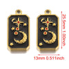 Stainless Steel Rectangular Tarot Card Starry Sky Fish Pattern Pendant Titanium Steel Enamel Palm Moon Tag Cartoon Style Diy Earrings Electroplated
