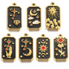 Stainless Steel Rectangular Tarot Card Starry Sky Fish Pattern Pendant Titanium Steel Enamel Palm Moon Tag Cartoon Style Diy Earrings Electroplated