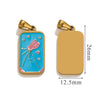 Stainless Steel Rectangular Tarot Star Pendant With Fish Pattern Enamel Palm Moon Tag Electroplated Cartoon Style Diy Necklace