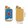 Stainless Steel Rectangular Tarot Star Pendant With Fish Pattern Enamel Palm Moon Tag Electroplated Cartoon Style Diy Necklace