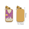 Stainless Steel Rectangular Tarot Star Pendant With Fish Pattern Enamel Palm Moon Tag Electroplated Cartoon Style Diy Necklace