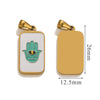Stainless Steel Rectangular Tarot Star Pendant With Fish Pattern Enamel Palm Moon Tag Electroplated Cartoon Style Diy Necklace