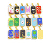 Stainless Steel Rectangular Tarot Starry Sky Pendant With Vacuum Plated And Dripping Oil Process Diy Necklace