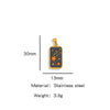 Stainless Steel Rectangular Tarot Starry Sky Pendant With Vacuum Plated And Dripping Oil Process Diy Necklace
