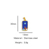 Stainless Steel Rectangular Tarot Starry Sky Pendant With Vacuum Plated And Dripping Oil Process Diy Necklace
