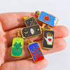 Stainless Steel Rectangular Tarot Starry Sky Pendant With Vacuum Plated And Dripping Oil Process Diy Necklace