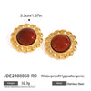 Stainless Steel Red Agate Zircon Geometric Earrings With Electroplating For Women