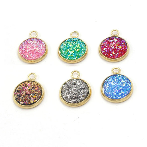Stainless Steel Resin Baby's Breath Pendant Necklace Bracelet Jewelry Accessories Electroplated